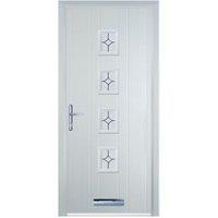 Door-Stop 4 Square White Right Hand GRP Composite Door with Flair Glass - 840 x 2100mm