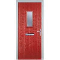Door-Stop 1 Square Red Left Hand GRP Composite Door - 840 x 2100mm