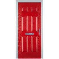 Door-Stop 6 Panel Red Left Hand GRP Composite Door - 840 x 2100mm
