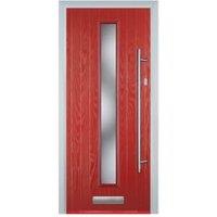 Door-Stop Cottage Red Left Hand GRP Composite Door with Long Narrow Glazing - 840 x 2100mm
