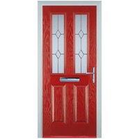 Door-Stop 2 Panel 2 Square Red Left Hand GRP Composite Door - 920 x 2100mm
