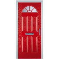 Door-Stop 4 Panel Sunburst Red Left Hand GRP Composite Door - 920 x 2100mm