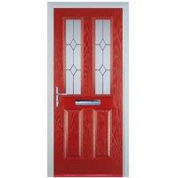 Door-Stop 2 Panel 2 Square Red Right Hand GRP Composite Door - 840 x 2100mm