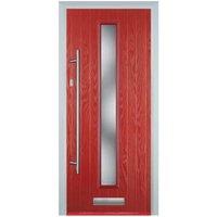 Door-Stop Cottage Red Right Hand GRP Composite Door with Long Narrow Glazing - 840 x 2100mm