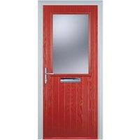 Door-Stop Cottage Half Glazed Red Right Hand GRP Composite Door - 840 x 2100mm