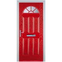 Door-Stop 4 Panel Sunburst Red Right Hand GRP Composite Door - 920 x 2100mm