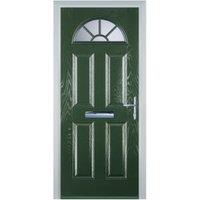 Door-Stop 4 Panel Sunburst Green Left Hand GRP Composite Door - 840 x 2100mm