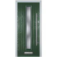 Door-Stop Cottage Green Left Hand GRP Composite Door with Long Narrow Glazing - 840 x 2100mm