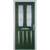 Door-Stop 2 Panel 2 Square Green Left Hand GRP Composite Door - 920 x 2100mm