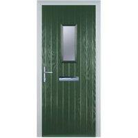 Door-Stop 1 Square Green Right Hand GRP Composite Door - 840 x 2100mm