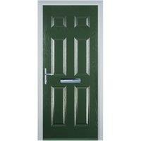 Door-Stop 6 Panel Green Right Hand GRP Composite Door - 840 x 2100mm
