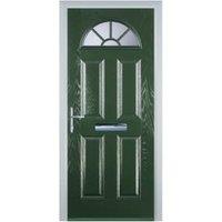Door-Stop 4 Panel Sunburst Green Right Hand GRP Composite Door - 840 x 2100mm