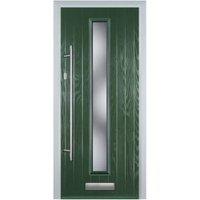Door-Stop Cottage Green Right Hand GRP Composite Door with Long Narrow Glazing - 840 x 2100mm