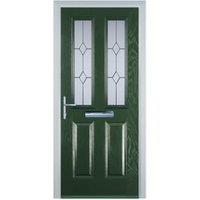 Door-Stop 2 Panel 2 Square Green Right Hand GRP Composite Door - 920 x 2100mm