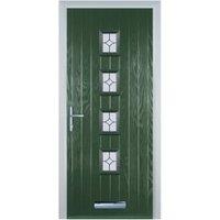 Door-Stop 4 Square Green Right Hand GRP Composite Door with Flair Glass - 920 x 2100mm
