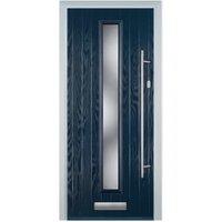 Door-Stop Cottage Blue Left Hand GRP Composite Door with Long Narrow Glazing - 840 x 2100mm