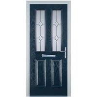 Door-Stop 2 Panel 2 Square Blue Left Hand GRP Composite Door - 920 x 2100mm