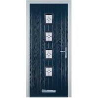 Door-Stop 4 Square Blue Left Hand GRP Composite Door with Flair Glass - 920 x 2100mm