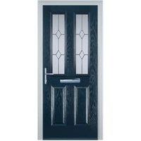 Door-Stop 2 Panel 2 Square Blue Right Hand GRP Composite Door - 840 x 2100mm