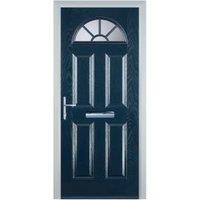 Door-Stop 4 Panel Sunburst Blue Right Hand GRP Composite Door - 840 x 2100mm