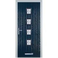 Door-Stop 4 Square Blue Right Hand GRP Composite Door with Flair Glass - 920 x 2100mm