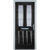 Door-Stop 2 Panel 2 Square Black Left Hand GRP Composite Door - 840 x 2100mm