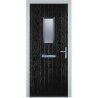 Door-Stop 1 Square Black Left Hand GRP Composite Door - 840 x 2100mm