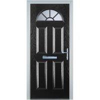 Door-Stop 4 Panel Sunburst Black Left Hand GRP Composite Door - 840 x 2100mm