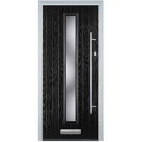 Door-Stop Cottage Black Left Hand GRP Composite Door with Long Narrow Glazing - 840 x 2100mm