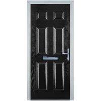 Door-Stop 6 Panel Black Left Hand GRP Composite Door - 920 x 2100mm