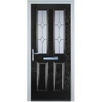 Door-Stop 2 Panel 2 Square Black Right Hand GRP Composite Door - 840 x 2100mm