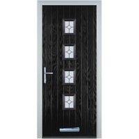 Door-Stop 4 Square Black Right Hand GRP Composite Door with Flair Glass - 840 x 2100mm