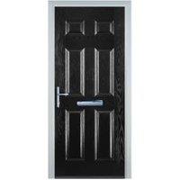 Door-Stop 6 Panel Black Right Hand GRP Composite Door - 840 x 2100mm