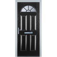 Door-Stop 4 Panel Sunburst Black Right Hand GRP Composite Door - 840 x 2100mm
