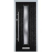 Door-Stop Cottage Black Right Hand GRP Composite Door with Long Narrow Glazing - 840 x 2100mm