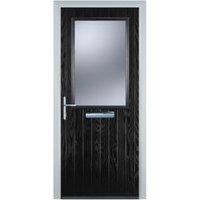 Door-Stop Cottage Half Glazed Black Right Hand GRP Composite Door - 840 x 2100mm