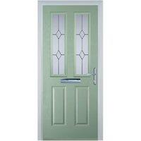 Door-Stop 2 Panel 2 Square Chartwell Green Left Hand GRP Composite Door - 840 x 2100mm