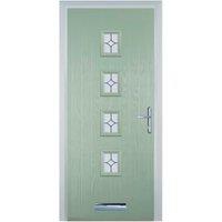 Door-Stop 4 Square Chartwell Green Left Hand GRP Composite Door with Flair Glass - 920 x 2100mm