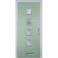 Door-Stop 4 Square Chartwell Green Left Hand GRP Composite Door with Stippolyte Glass - 920 x 2100mm