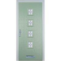 Door-Stop 4 Square Chartwell Green Right Hand GRP Composite Door with Flair Glass - 920 x 2100mm