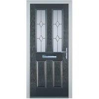 Door-Stop 2 Panel 2 Square Anthracite Grey Left Hand GRP Composite Door - 840 x 2100mm