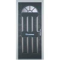 Door-Stop 4 Panel Sunburst Anthracite Grey Left Hand GRP Composite Door - 840 x 2100mm