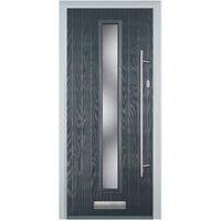 Door-Stop Cottage Anthracite Grey Left Hand GRP Composite Door with Long Narrow Glazing - 840 x 2100mm