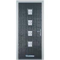 Door-Stop 4 Square Anthracite Grey Left Hand GRP Composite Door with Flair Glass - 920 x 2100mm