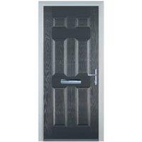 Door-Stop 6 Panel Anthracite Grey Left Hand GRP Composite Door - 920 x 2100mm