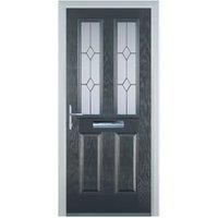 Door-Stop 2 Panel 2 Square Anthracite Grey Right Hand GRP Composite Door - 920 x 2100mm