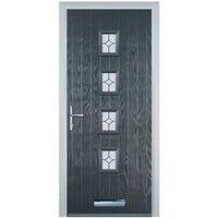 Door-Stop 4 Square Anthracite Grey Right Hand GRP Composite Door with Flair Glass - 920 x 2100mm