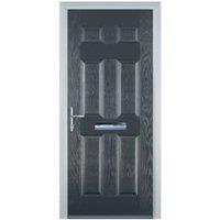 Door-Stop 6 Panel Anthracite Grey Right Hand GRP Composite Door - 920 x 2100mm