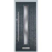 Door-Stop Cottage Anthracite Grey Right Hand GRP Composite Door with Long Narrow Glazing - 920 x 2100mm