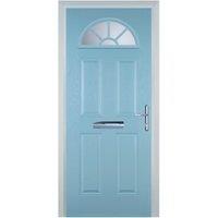 Door-Stop 4 Panel Sunburst Duck Egg Blue Left Hand GRP Composite Door - 840 x 2100mm